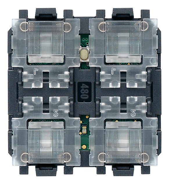 Comando 4 pulsanti 1P NO 24V 2 moduli illuminabile Vimar Linea bianco-nero-canapa 30406 Comando 4 pulsanti 1P NO 24V 2 moduli illuminabile Vimar Linea bianco-nero-canapa 30406
